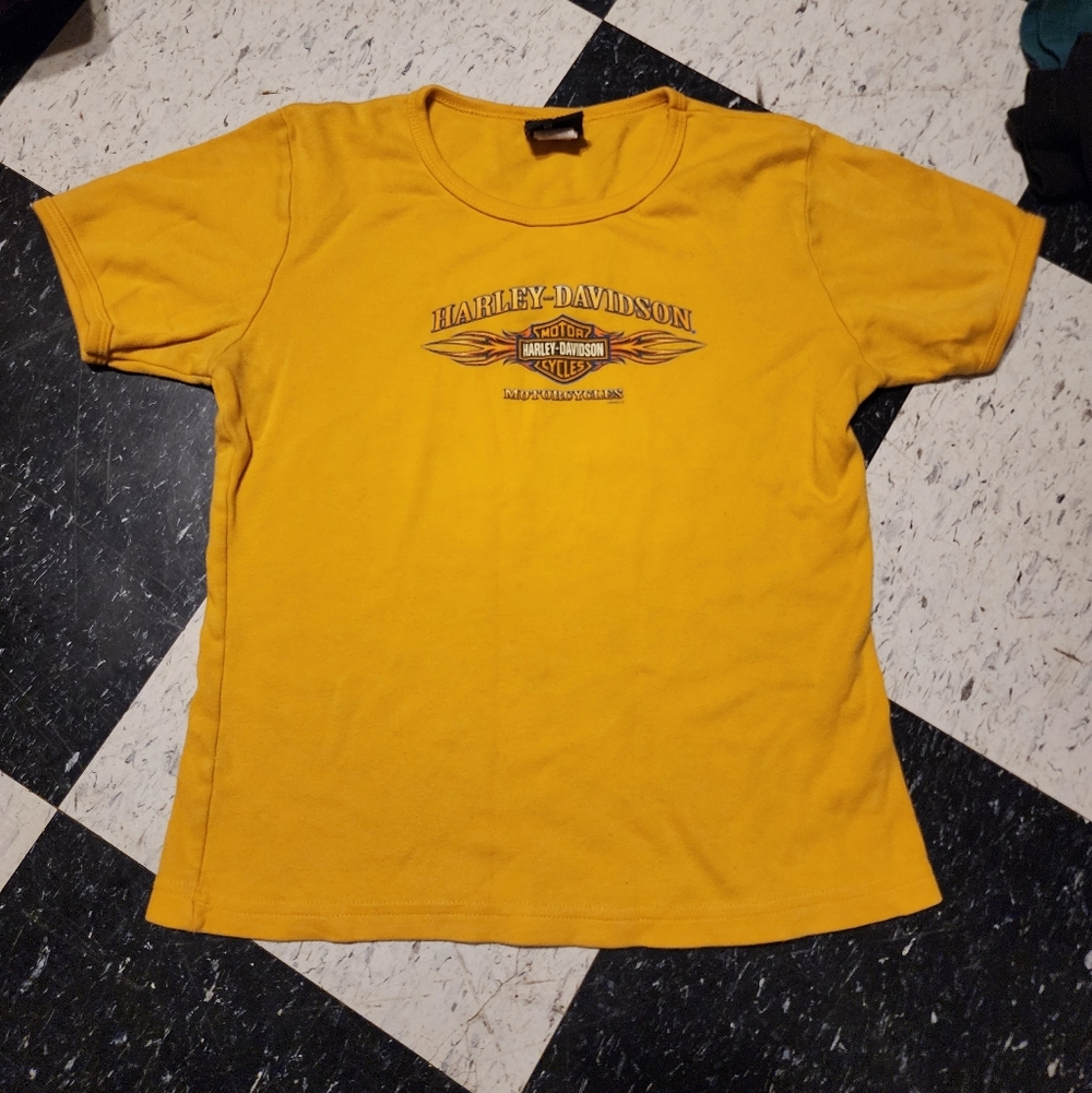 Harley Davidson 2005 Vintage Women's Yellow Baby Tee
